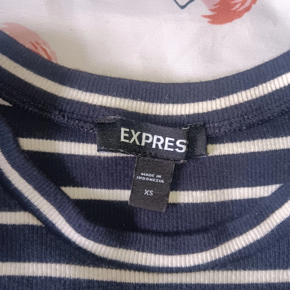 Navy Striped Ruffle Sleeve Top - Picture 2 of 2